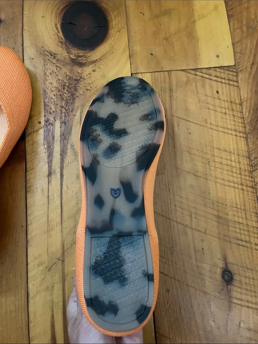Rothy's Orange Knit Flats with Lime Green Insole
